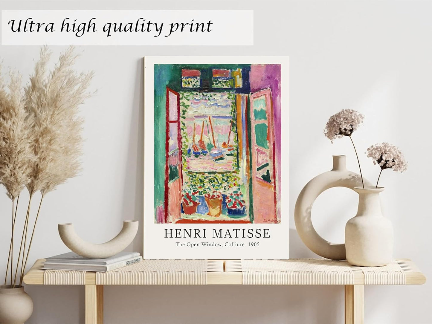 Induslyfe Framed Retro Vintage Wall Art Canvas Decor Set of 3, Matisse Wall Art Prints Poster Mid Century Modern Art, Sage Green Aesthetic Floral Botanical wall art, bedroom living room bathroom 12x16