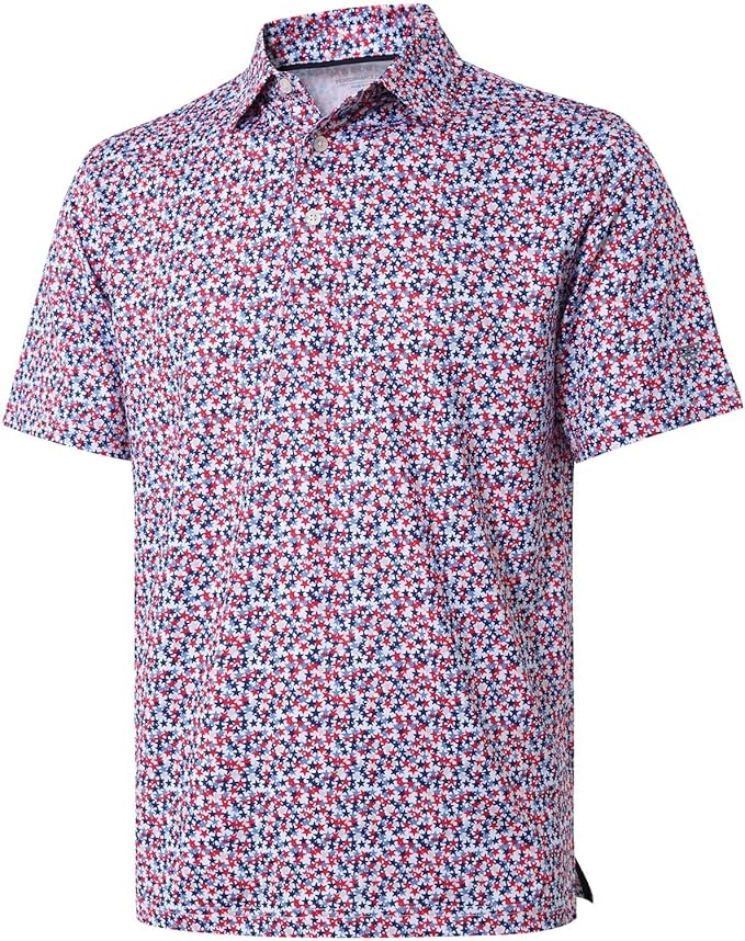 Golf Shirts for Men Dry Fit Short Sleeve Print Performance Moisture Wicking by MAELREG