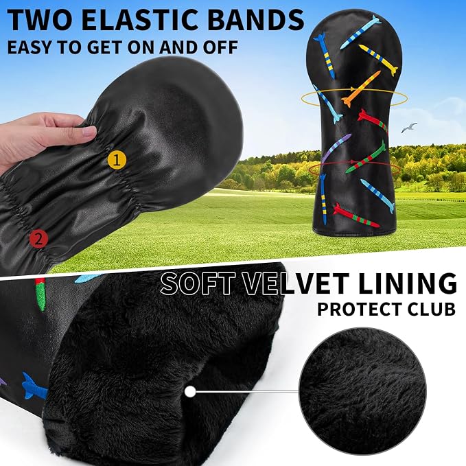 Colorful Nails Style Golf Half Mallet Putter Cover Headcover, Golf Putter Club - Image 3