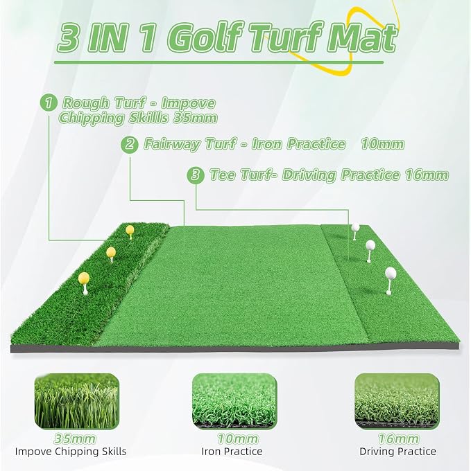 Golf Hitting Mat Indoor Outdoor, 5 * 4ft Thickened Golf Practice Mat - Image 2
