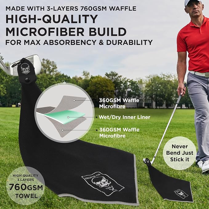 Magnetic Golf Towel Microfiber Golf Towel | Ultra Absorbant Waffle Pattern | - Image 7