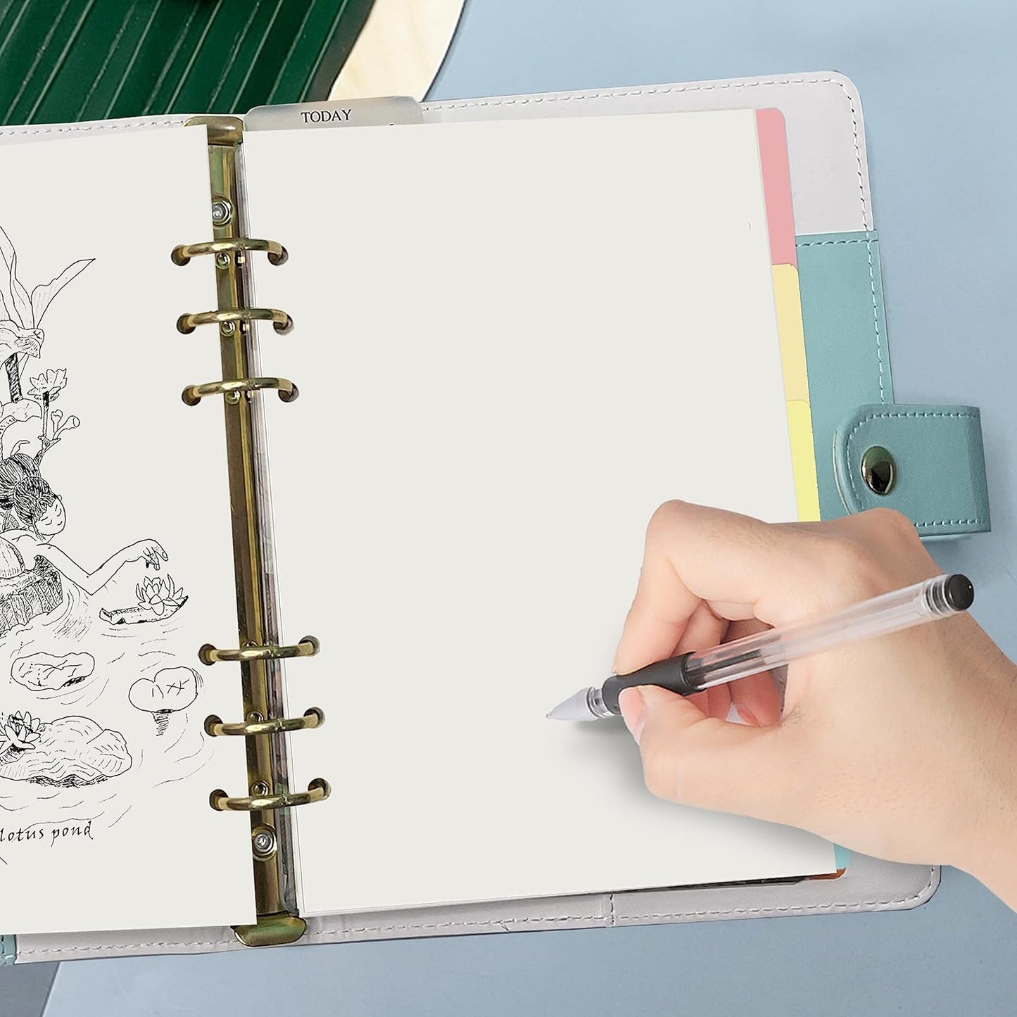 Harphia A5 6 Holes Binder Refill Value Set, 90sheets plain blank loose leaf paper with stickers and dividers, planner inserts with binder pockets for A5 binder 6 holes refillable notebook,005da5blank