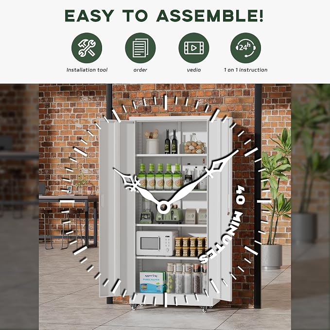 Greenvelly 73" Metal Storage Cabinet - Image 6