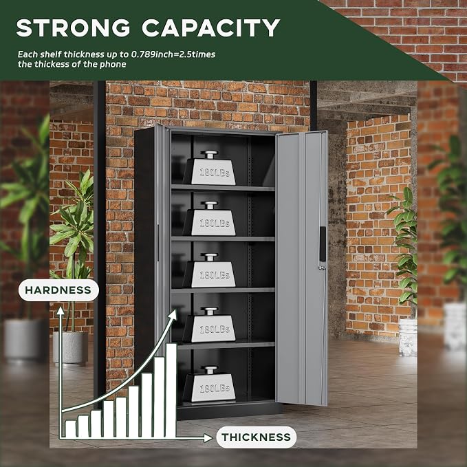 Greenvelly Metal Garage Storage Cabinet, Tall Cabinets - Image 7