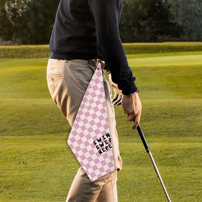 Pink Checkered Golf Towel - Image 3