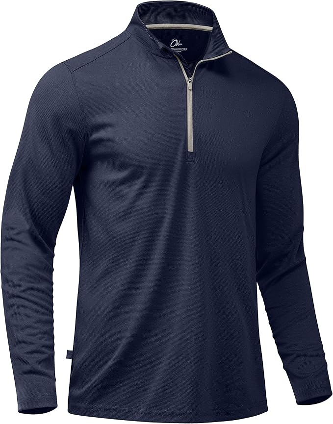 Obla Golf Quarter Zip Pullover for Men Mock Neck Sweatshirt Lightweight Sun by OBLA