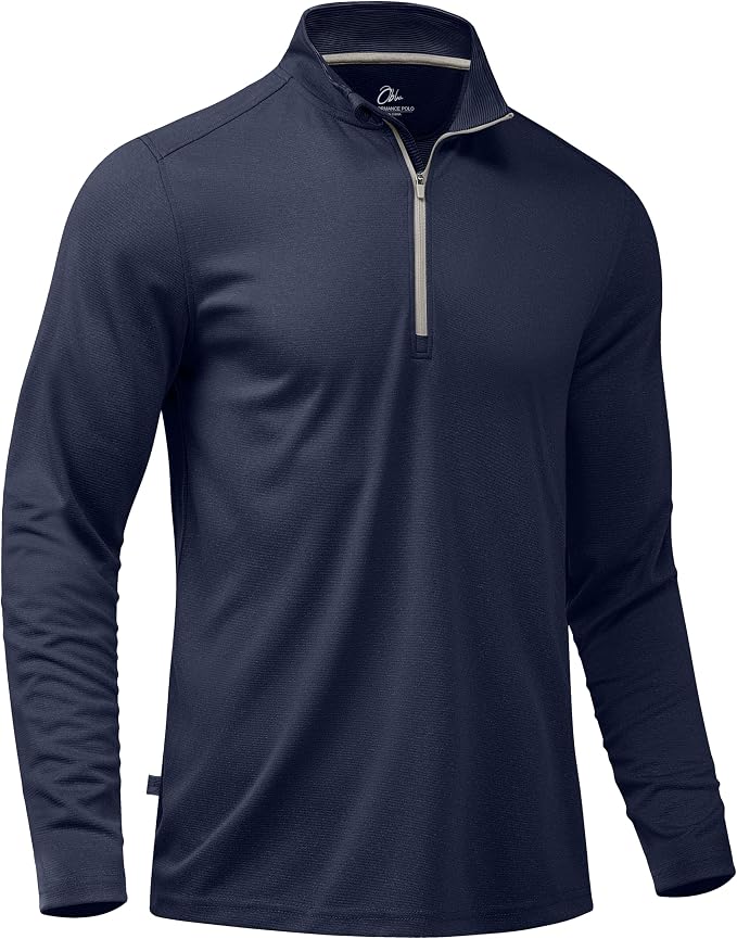 Obla Golf Quarter Zip Pullover for Men Mock Neck Sweatshirt Lightweight Sun by OBLA