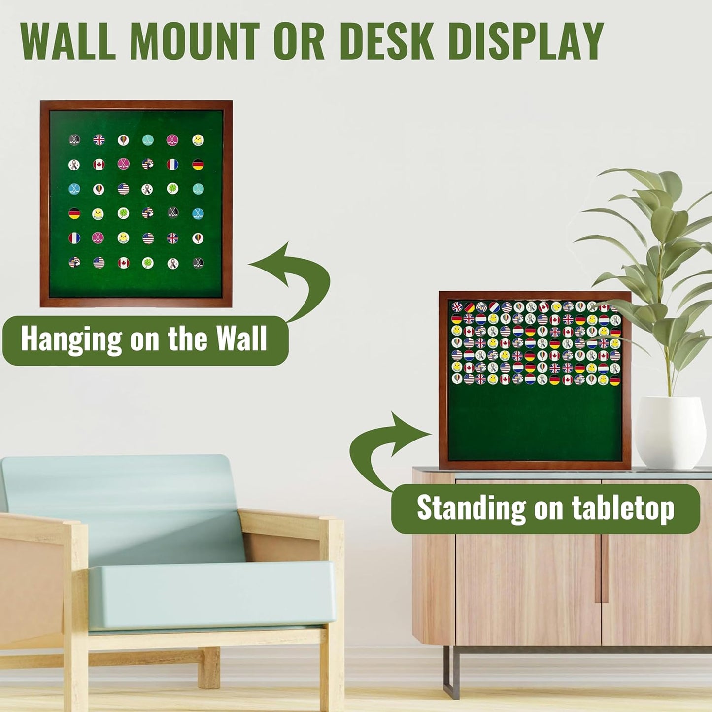 100 Golf Ball Marker Display Case Magnetic 15.5" W x 16.5" H Wall Mounted Ball Marker Display Frame Shadow Box Acrylic Cover Magnetic Back Panel Suitable for Collecting Golf Ball Marker