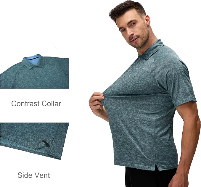Alex Vando Mens Golf Shirt Moisture Wicking Quick-Dry Short Sleeve Casual Polo - Image 3