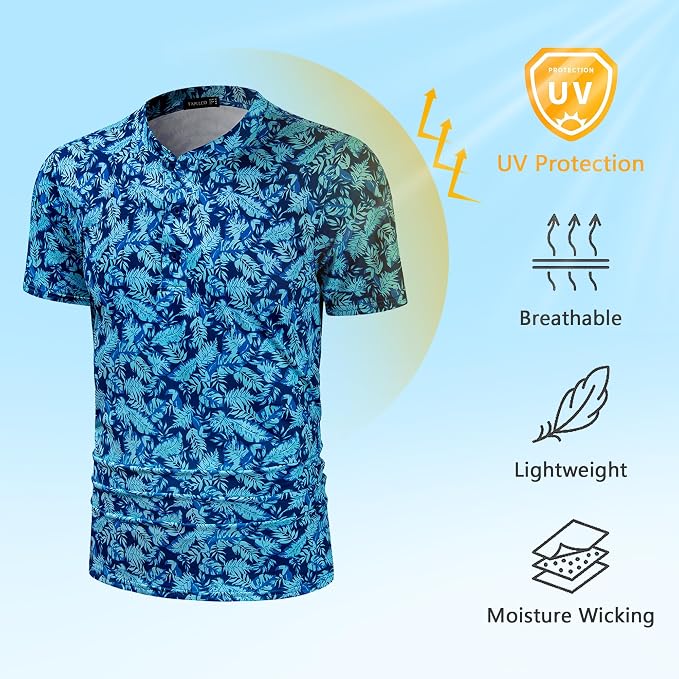 TAPULCO Mens Collarless Golf Shirts Short Sleeve Dry Fit Stretch Casual - Image 2