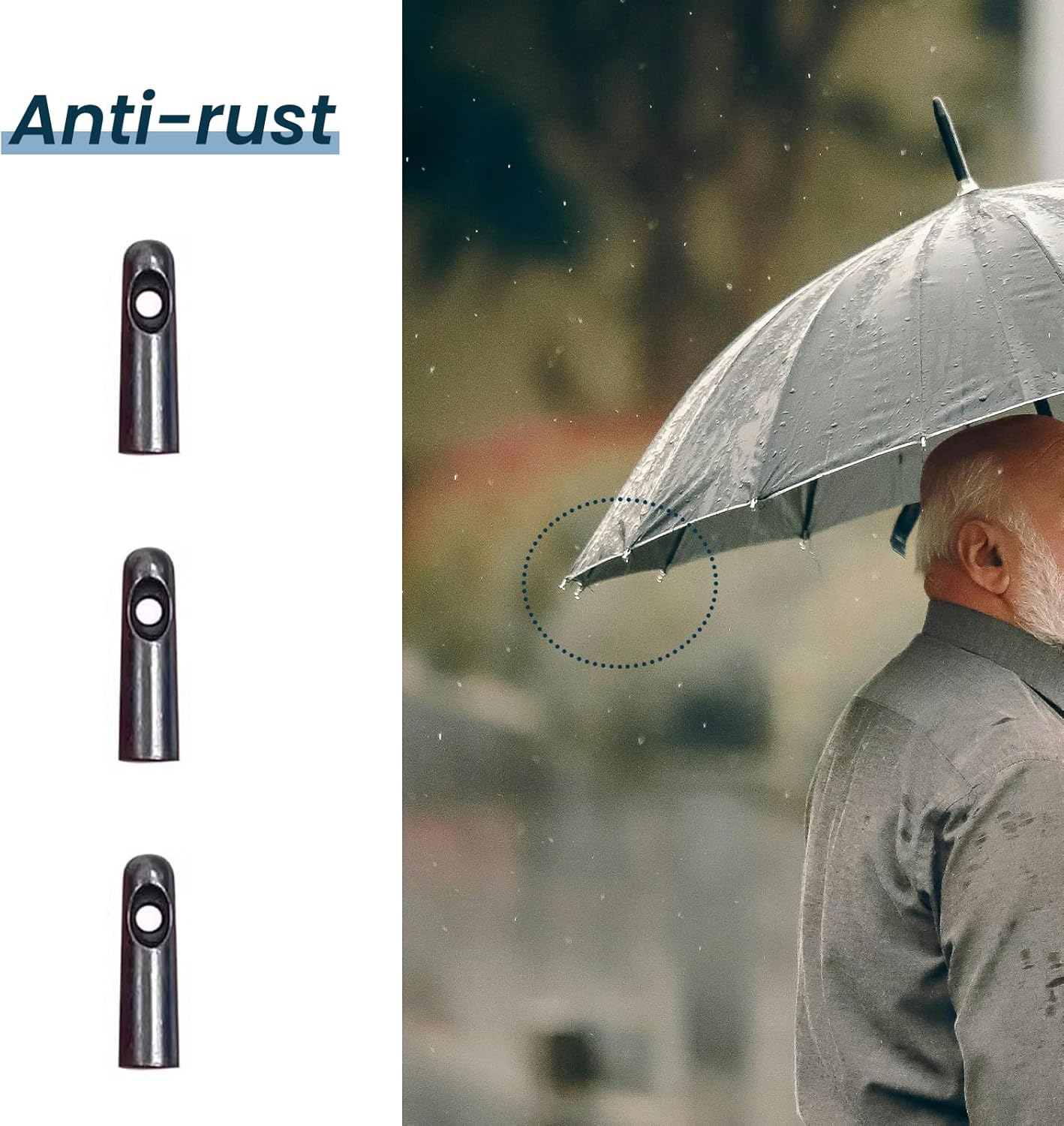 20 Pcs Umbrella Tail Replacement Beads, Umbrella Repair Kit with 2 Set Needles Threads, Metal Folding Umbrella Tips Parts for Patio Umbrellas Golf Umbrella Repairs (Hole 3.8mm)