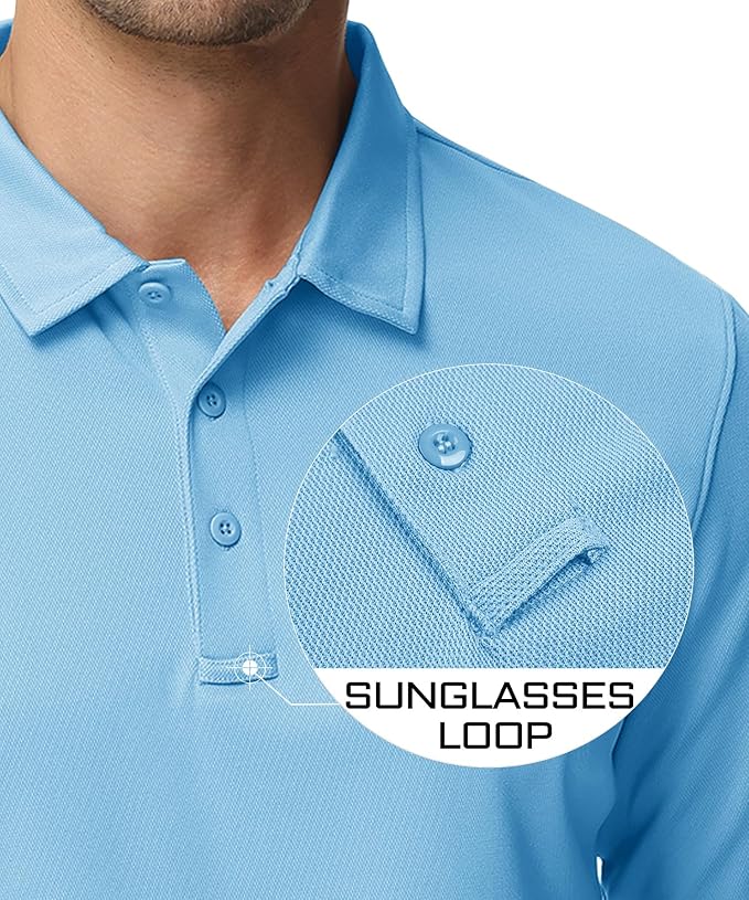 MAGCOMSEN Men's Polo Shirts 3 Button Quick Dry Performance Long Sleeve Tactical - Image 3