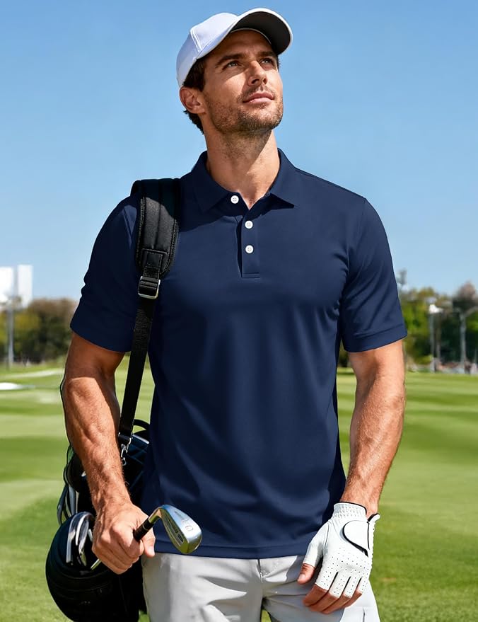 MAGCOMSEN Men's Polo Shirts 3 Buttons Casual Work T Shirts Quick Dry Short - Image 2