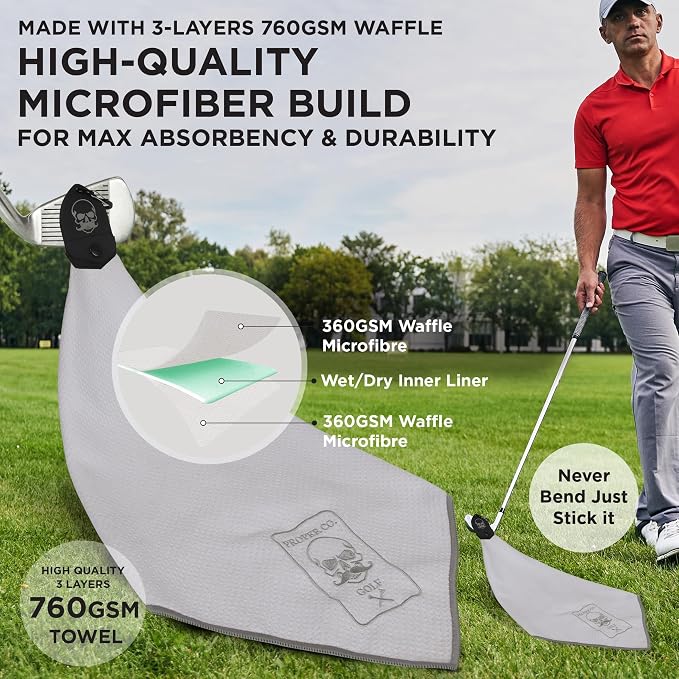 Magnetic Golf Towel Microfiber Golf Towel | Ultra Absorbant Waffle Pattern | - Image 7