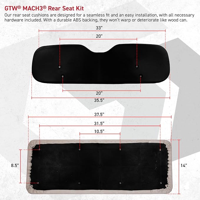 GTW MACH3 Club Car Precedent/Tempo/Onward Golf Cart Rear Seat Kit - Image 4
