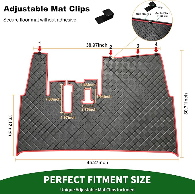 Golf Cart Floor Liner Mat 8mm Thick Rubber Full Coverage Fit - Image 7