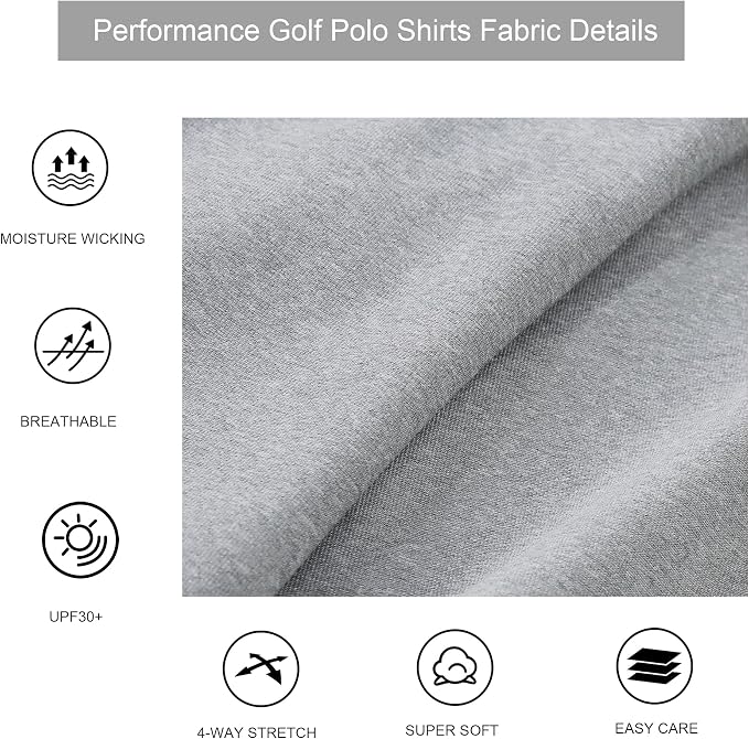 Alex Vando Mens Golf Shirt Moisture Wicking Quick-Dry Short Sleeve Casual Polo - Image 5