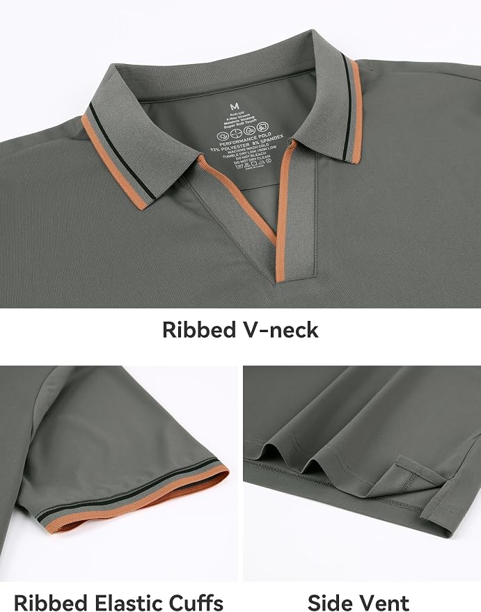 Esabel.C Jacquard Golf Shirts for Men Moisture Wicking Short Sleeve Performance - Image 3