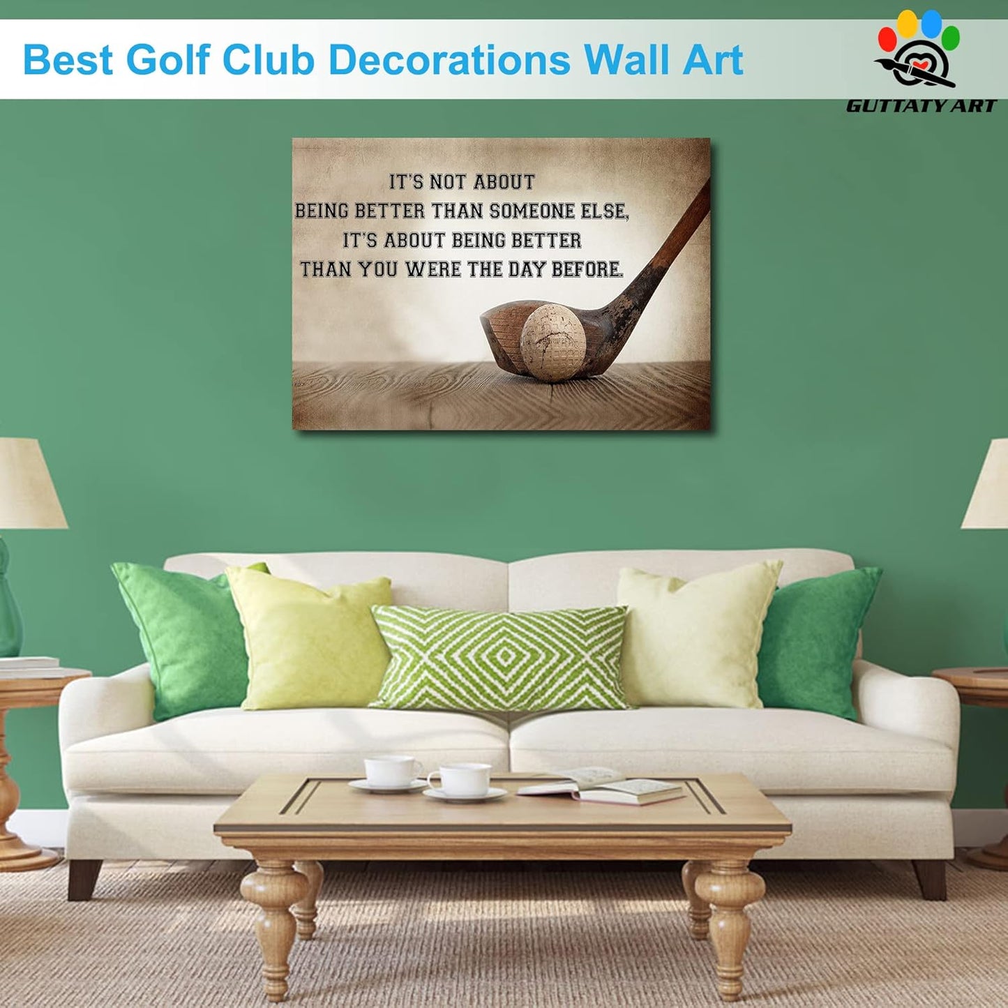 Inspirational Canvas Wall Art, Golf Clubs Wall Art Painting Prints for Living Room Wall Decor, Motivational Quotes Poster Picture for Bedroom Decor, Framed Artwork for Office Home Decor 28x40 Inches