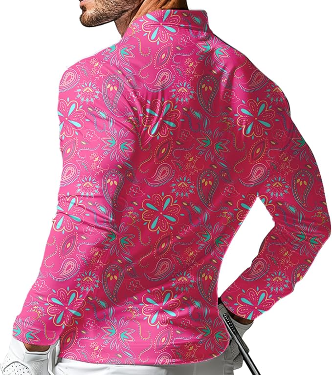 Men's Long Sleeve Golf Shirt Quick Dry 3 Button Work Fishing Outdoor Casual - Image 4