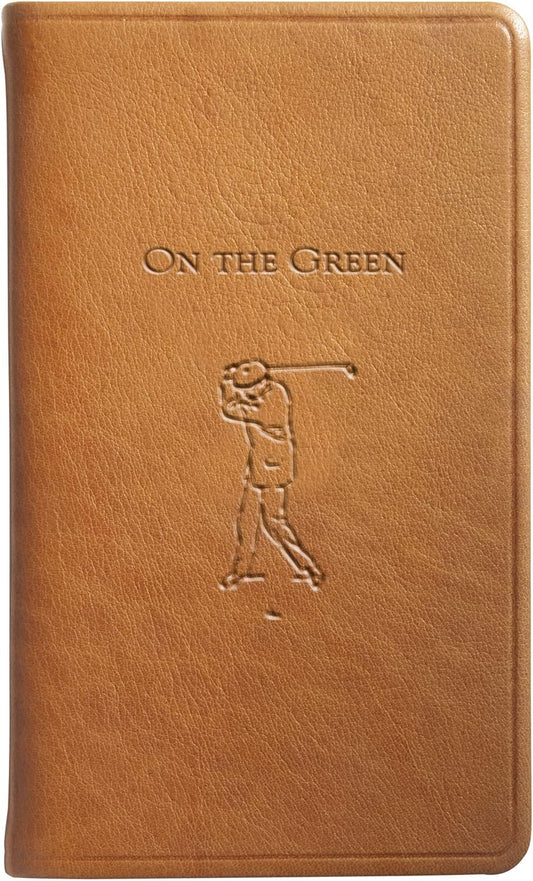 Graphic Image On The Green, Golf Score Book, Genuine Calfskin Leather (British Tan, 3" x 5")