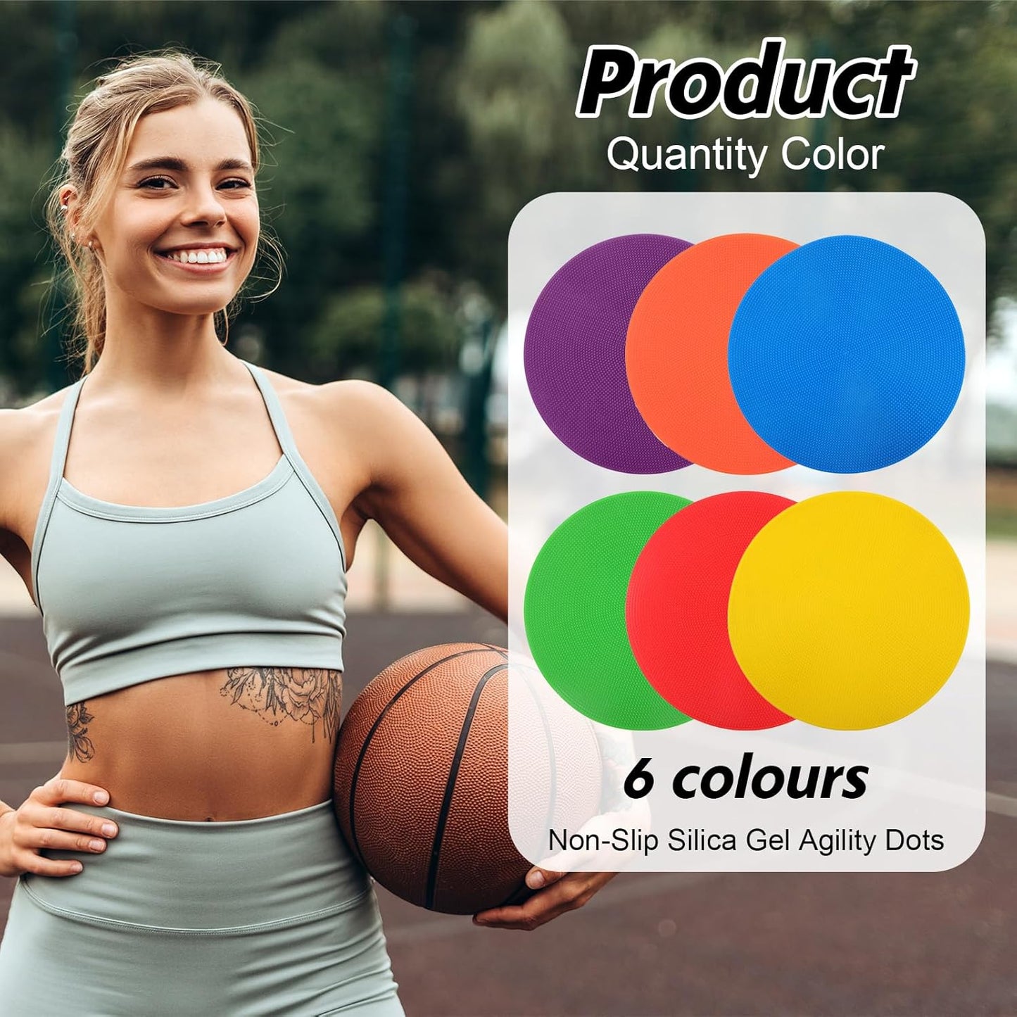 12 Pcs Spot Markers Flat Field Cones,Non Slip Spot Floor Dots for Soccer Basketball Baseball Sports Speed Agility Training (9 inch)