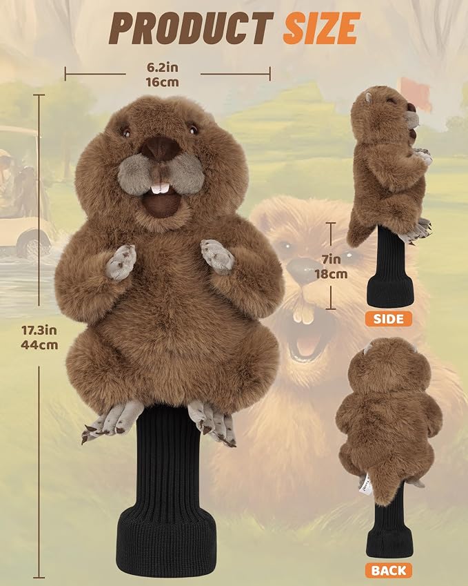 Big Teeth Funny Plush Driver Headcover Animal, Groundhog Gopher Penguin Driver - Image 6