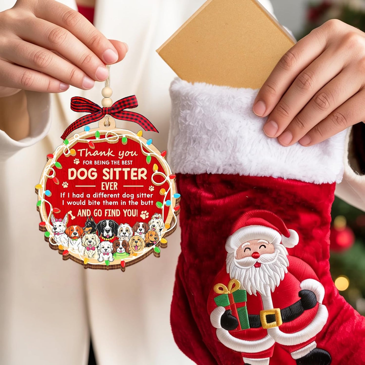 HEXMOZ Dog Sitter Gifts for Women, Men - Dog Sitter Ornament - Petsitter Thank You Gift for Christmas, Appreciation Present Gift Ideas - Xmas Dogs Ornaments Holiday Decorations 2025
