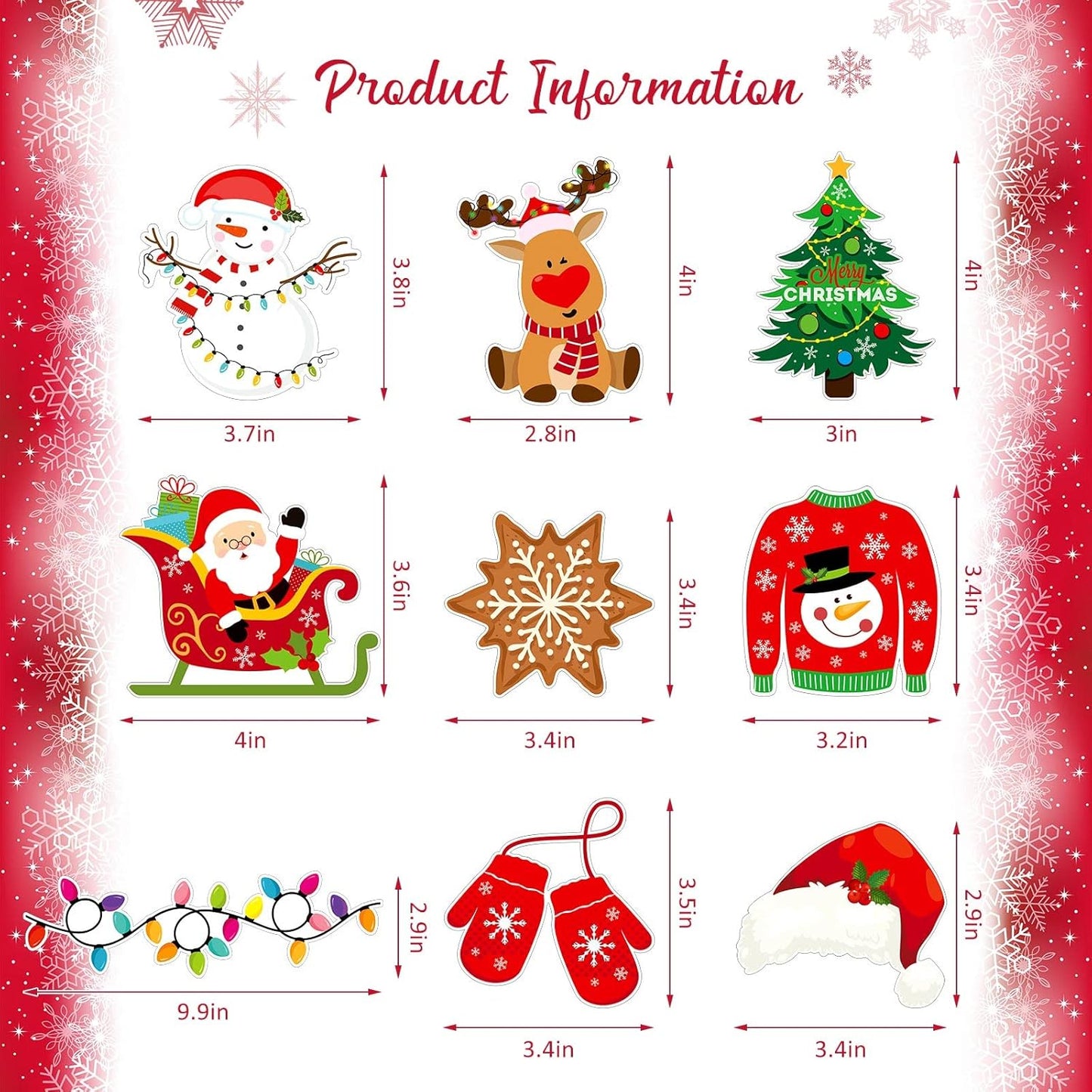 12 Pieces Christmas Refrigerator Magnets Christmas Gnomes Tree Snowflake Magnets Winter Holiday for Locker Fridge Home Decor (Snowflake Style)