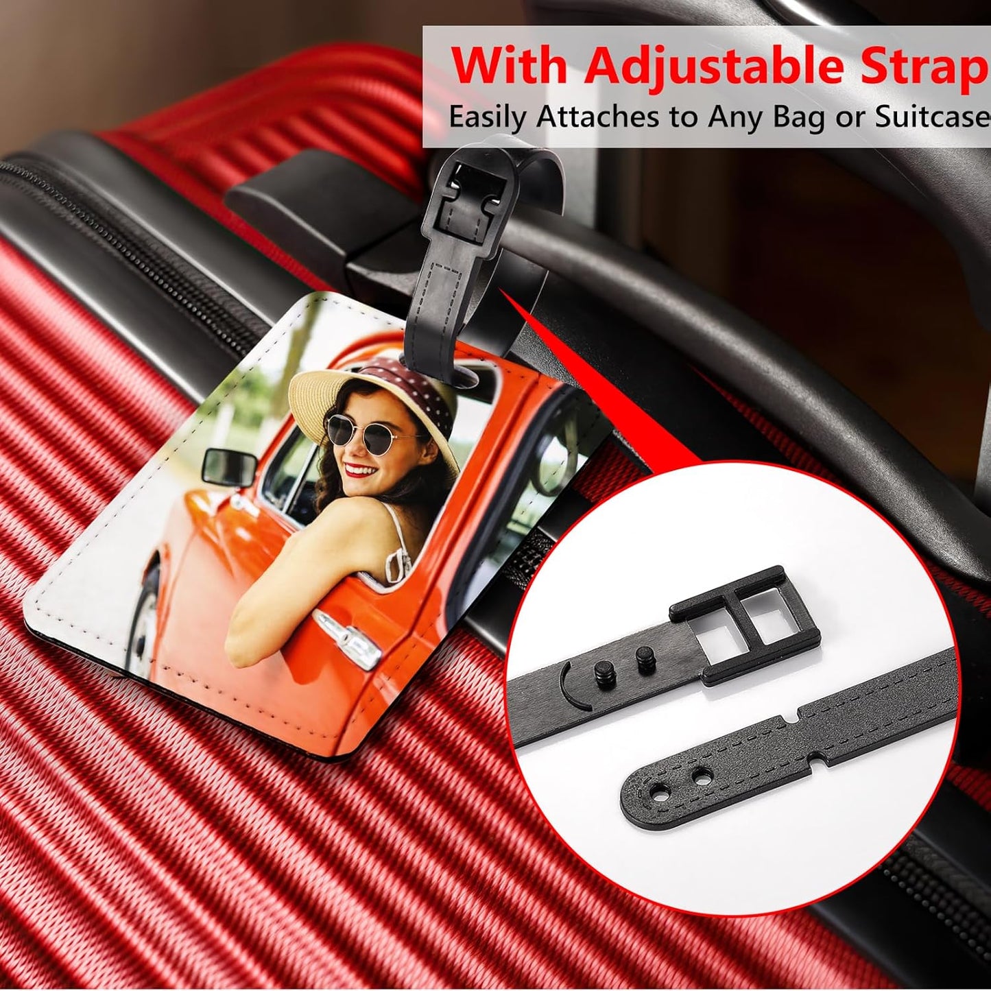 10 Packs Personalized Leather Luggage Tags for Suitcase, Custom Golf Bag Tag Travel Labels Name Identifiers with Strap for Women Men Customized Your Own Text Photo Logo