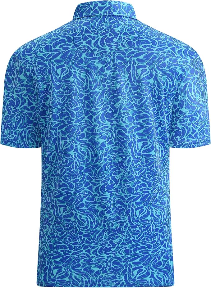 Esabel.C Golf Shirts for Men Dry Fit Performance Short Sleeve Print Moisture - Image 2