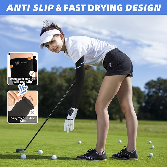 BHYTAKI UV Sun Protection Arm Sleeves, UPF 50 Sports Cooling Arm Compression - Image 5