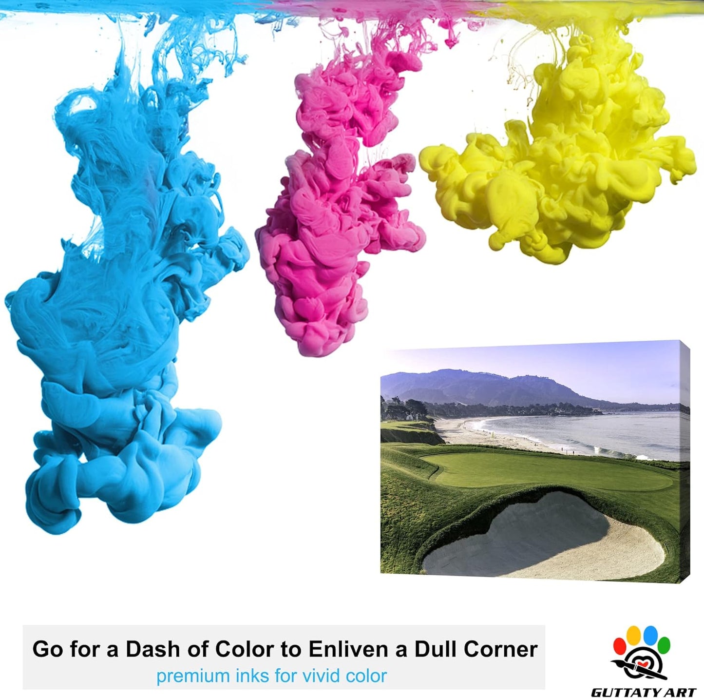 GUTTATY Golf Course Wall Art, Golf Pictures Posters Canvas Print Wall Decor for Golfer's Man Cave Home Ofice Ready to Hang (24x36 Inches)