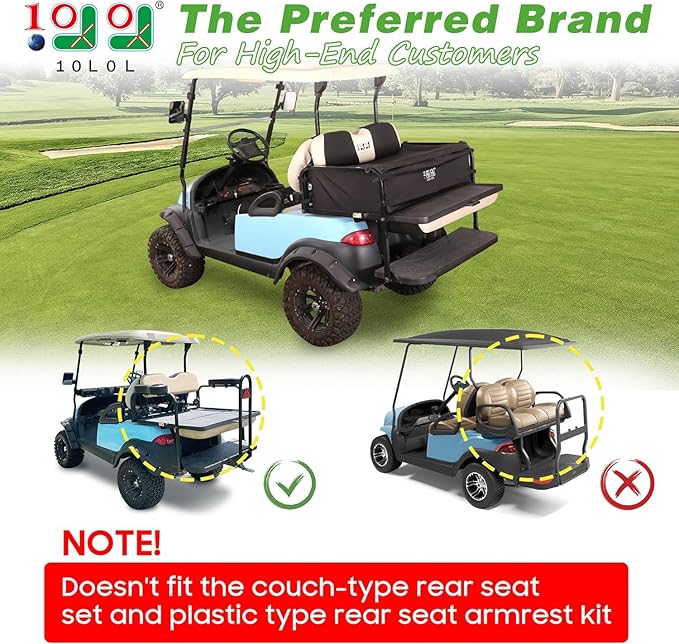 10L0L 4-Passenger Golf Cart Storage Bag, 800D PVC Dustproof Rear Bench Bag - Image 2