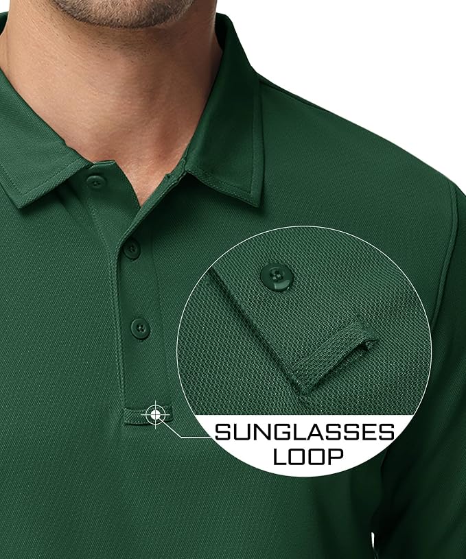 MAGCOMSEN Men's Polo Shirts 3 Button Quick Dry Performance Long Sleeve Tactical - Image 3