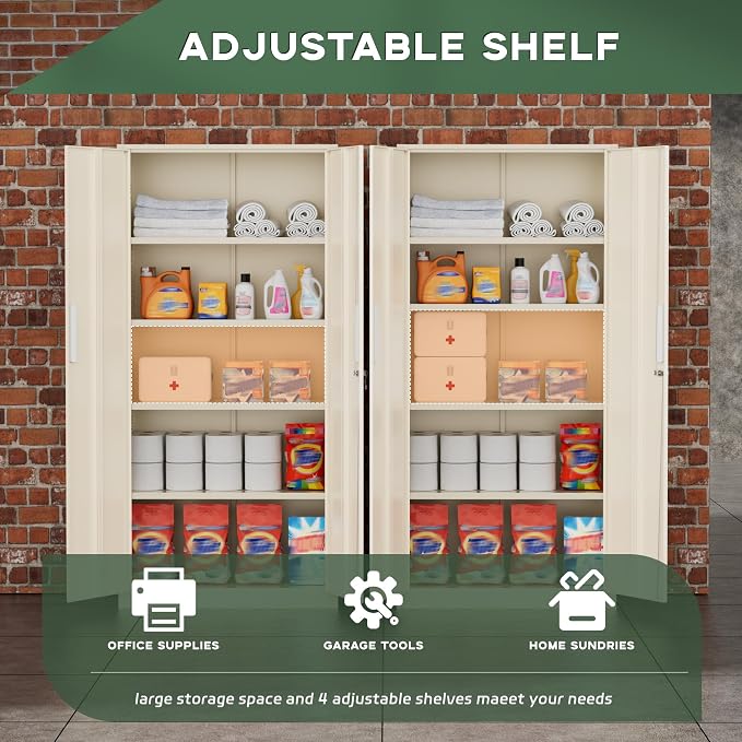 Greenvelly Metal Storage Cabinets, 72” Steel Garage Storage Cabinet - Image 4