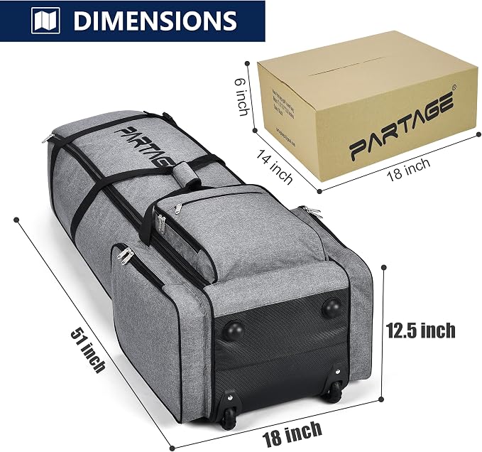 Partage Golf Travel Bag with Wheels, Golf Travel Case - Image 5