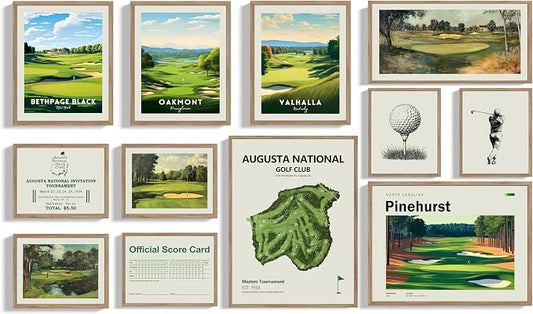 Golf Course 12 Piece Wall Collage Set, Premium Giclee Fine Art Prints by VintBo