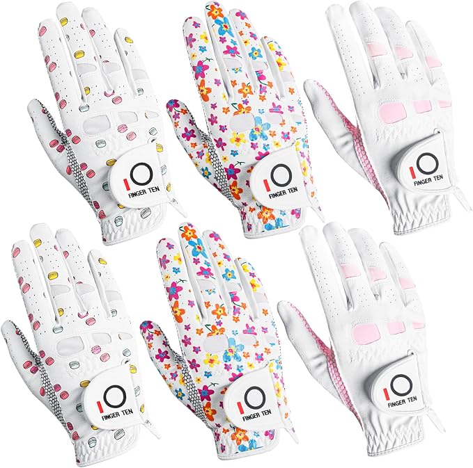 FINGER TEN Women’s Golf Gloves Ladies Left Hand Right Handed Golfer Value 6 Pack by FINGERTENSport