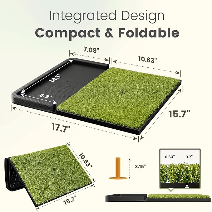 Integrated Golf Mat with Ball Tray, Small Thickening Golf Mats Practice Outdoor - Image 6
