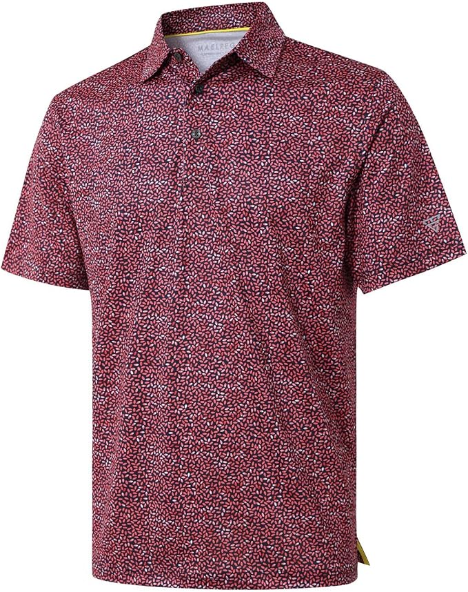 Golf Shirts for Men Dry Fit Short Sleeve Print Performance Moisture Wicking by MAELREG