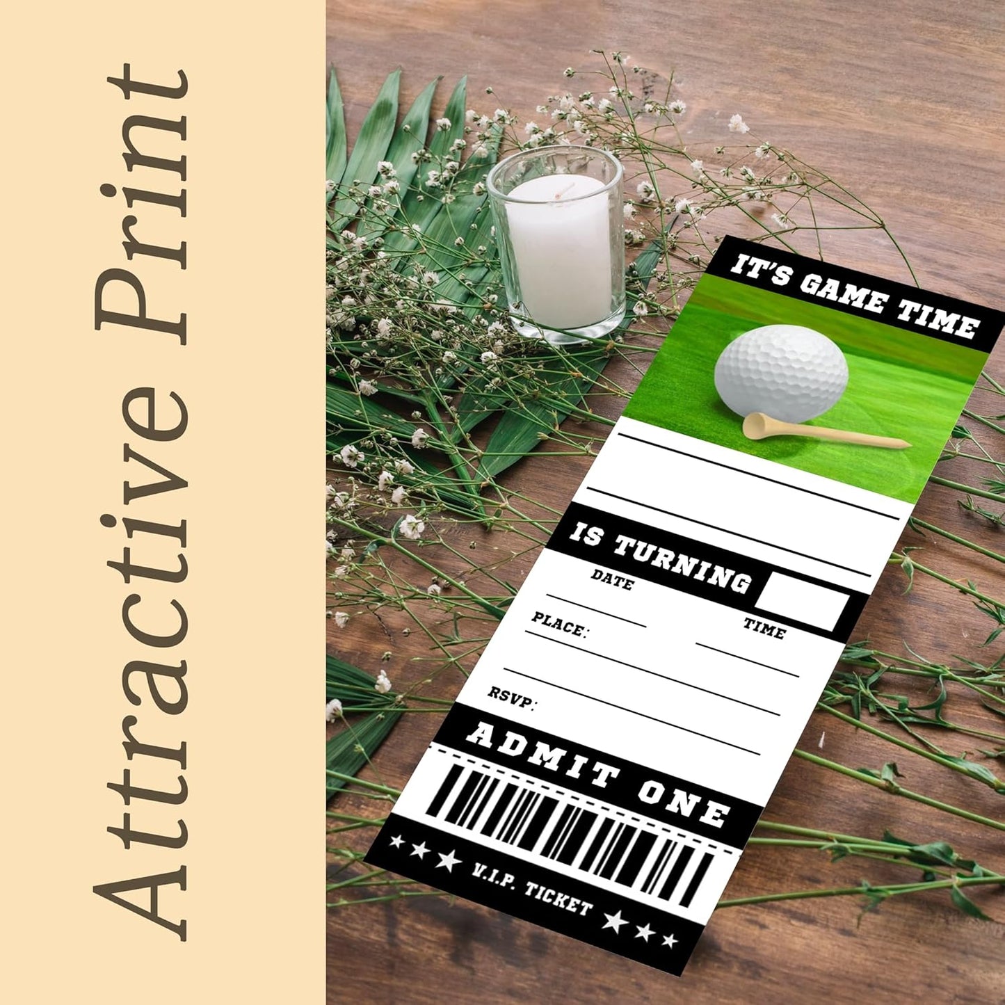 20 Golf Game Ticket Invite Cards-Golf Birthday Invitation with Envelopes for Teens kids Adults-Sports Birthday Cards-Party Favor & Supplies (3×8 inch)-A10