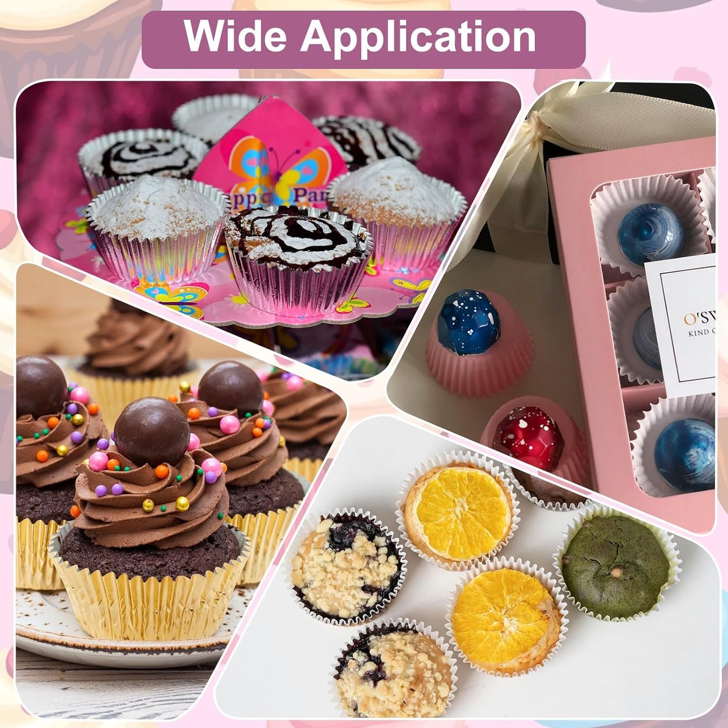 HARFINGTON 300 Count Rose Red Foil Muffins Cupcake Liners Standard Size Metallic Baking Cups Wrappers Greaseproof for Party Wedding Birthday