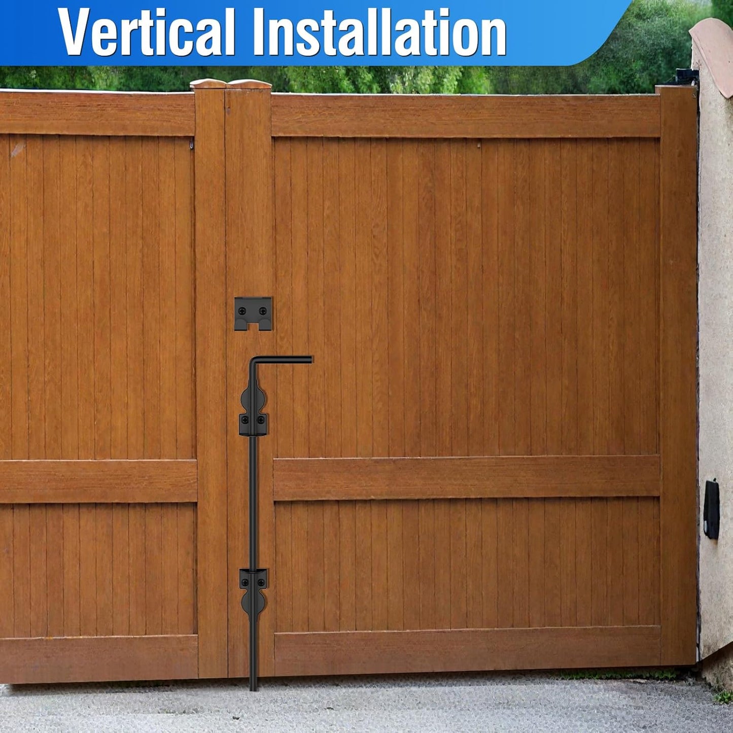 12" Cane Bolt Heavy-Duty Drop Rod for Gate, Heavy Duty Gate Latch for Wooden Fence Metal Gates, Vinyl Fence Gate Land Latch, Floor Latch for Fixing Door to The Ground, Black Coating, 2 Pack