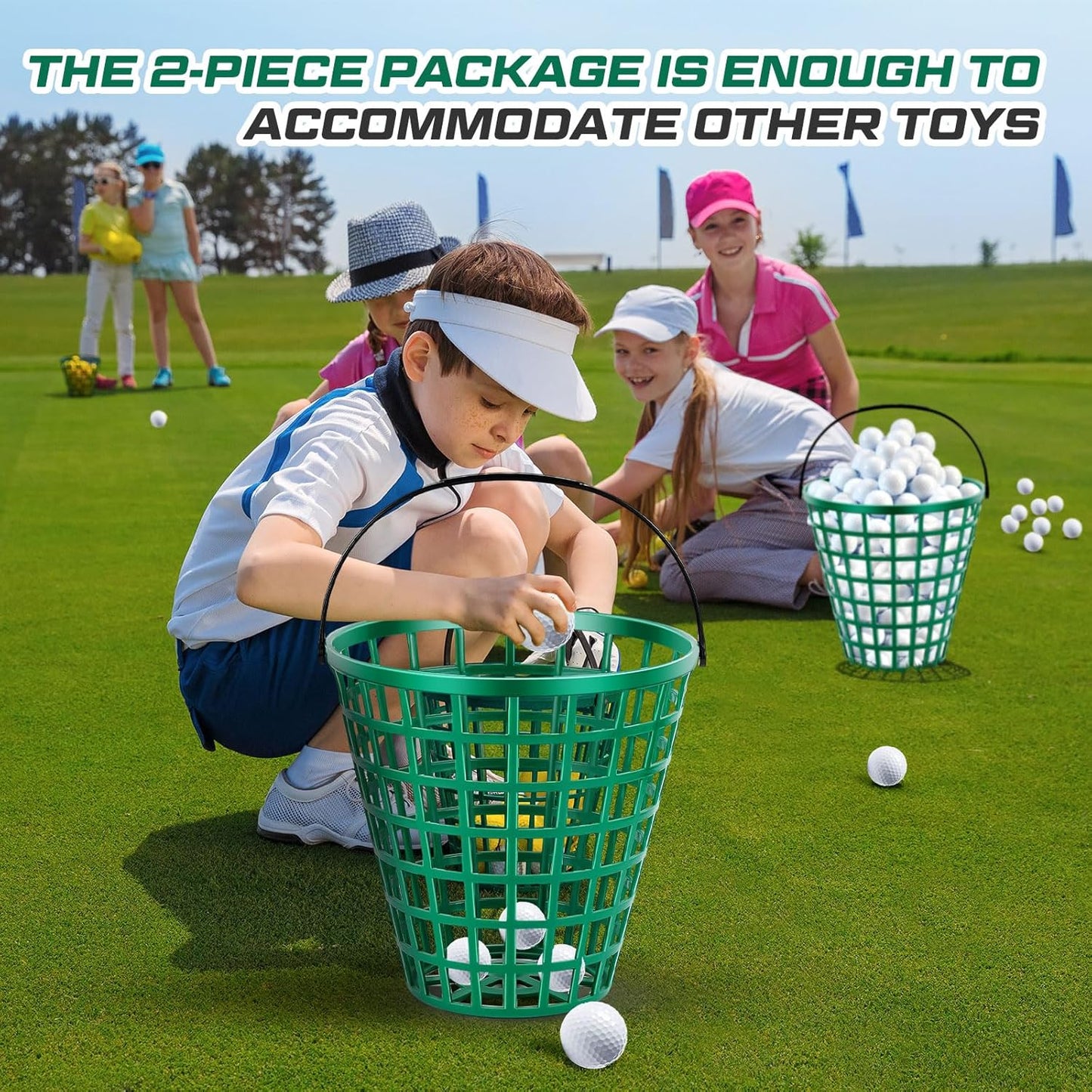 2 Pcs Golf Ball Basket, Can Hold Balls Golf Ball Container with Handle Ball Holder Contain Stadium Accessories Golf Ball Storage Bucket for Golf Storage Accessories