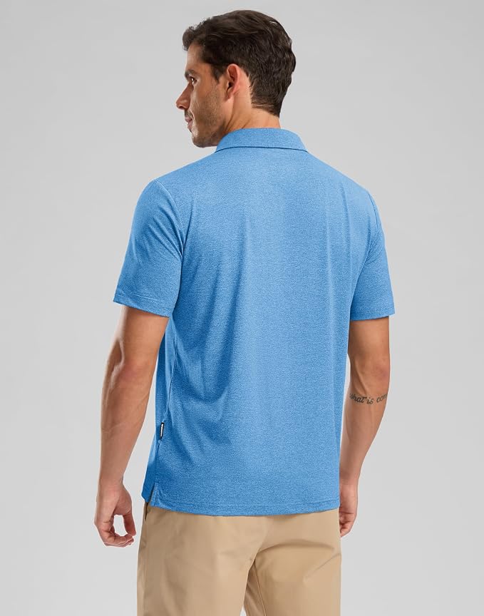 Golf Shirts Heather Polo Short Sleeve Dry Fit Lightweight Moisture Wicking - Image 3