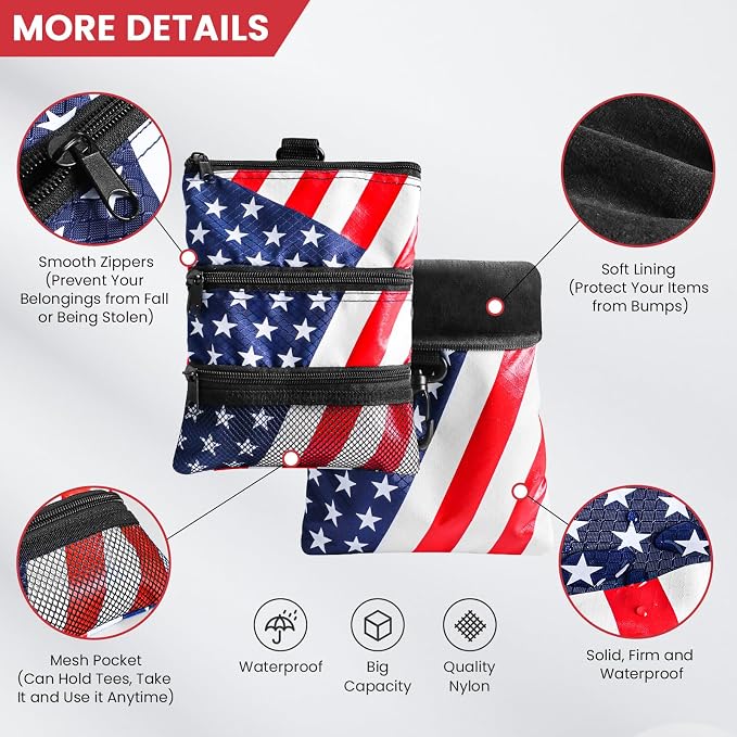 Golf Bag Accessories Valuables Pouch Bags Multi Pocket Zipper Hook - Image 2