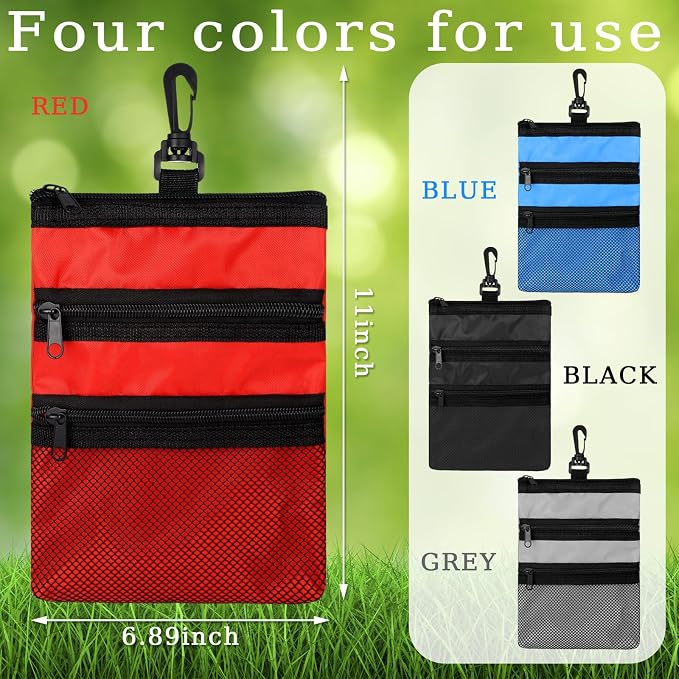 4 Pcs Golf Tee Holder 3 Zippered Golf Pouch Bag - Image 2