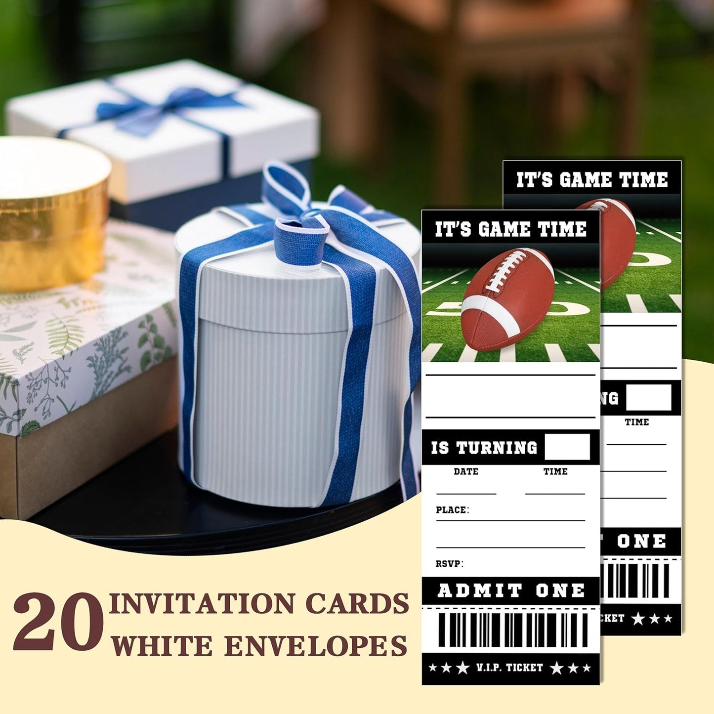 20 Football Game Ticket Invite Cards-Football Birthday Invitation with Envelopes for Teens kids Adults-Sports Birthday Cards-Party Favor & Supplies (3×8 inch)-A14