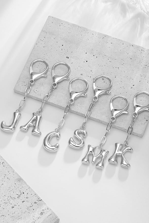Gold Bubble Initial Keychain Charm - Image 5